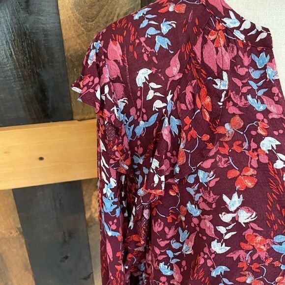 NWT a. new day v neck long sleeved top with ruffles, 100% rayon, size M - Picture 3 of 7